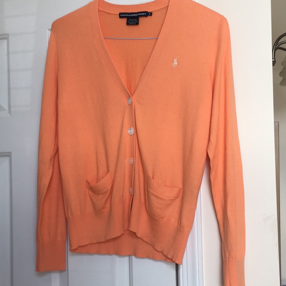 Ralf Lauren Cardigan lightweights in tangerine!!